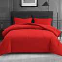 Maple&Stone Queen Size Comforter Set 7 Pieces Bed in a Bag - Down Alternative Bed Set with Sheets, Pillowcases & Shams, Soft Reversible Duvet Insert for Queen Bed, Black and Red