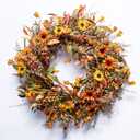 Fall Wreaths for Front Door 24 Inch Artificial Fall Wreath Large Autumn Wreath for Outside Wall Porch Harvest Thanksgiving Day Celebration