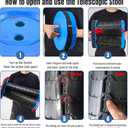 Doseno Upgraded Foldable Stool Thickened Set of 2, Portable Collapsible Stool Retractable Stool, Foldable Portable Collapsible Chair for Fishing, Hiking Tours, BBQ, Parties, Outdoor Activities (Blue), 2pack