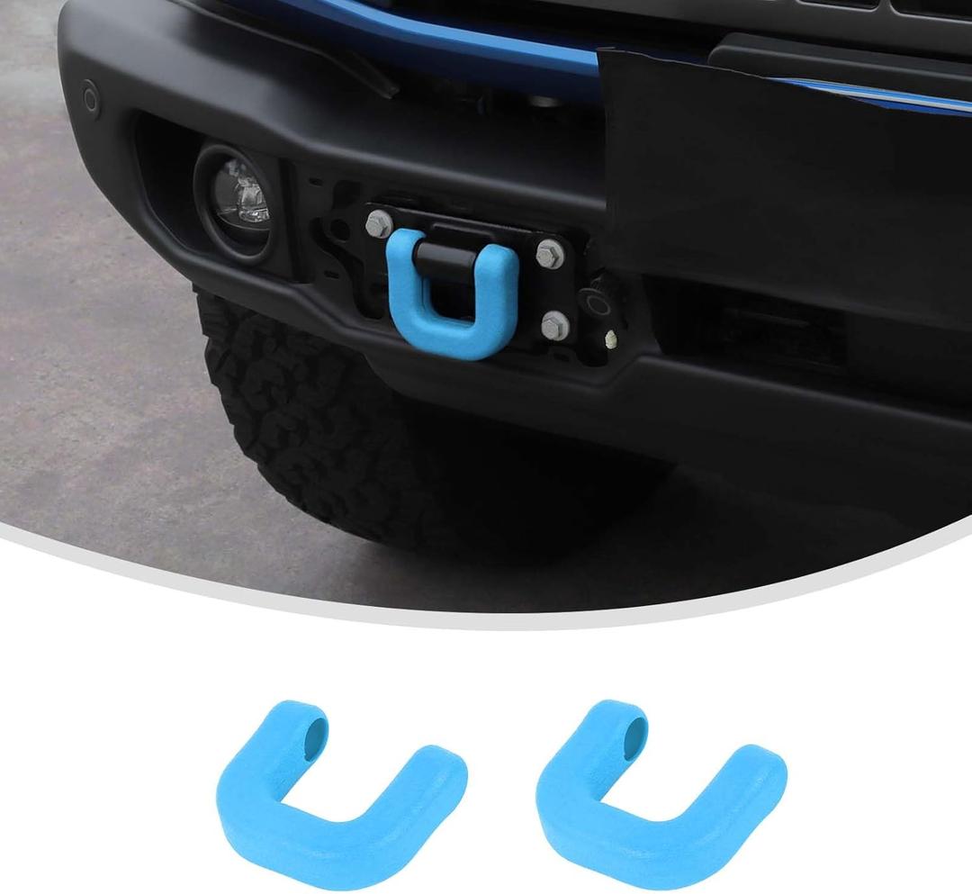 Linskip Tow Hook Covers Compatible with 2021-2026 Ford Bronco & 2025-2026 Bronco Sport Accessories, Front/Rear Bumper Tow Hook Protectors for Bronco Accessories(Baby Blue) (Capable Steel Bumper)