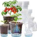 Bluepro 18 Pack 6.5/5/4 Inch Clear Self Watering Plant Pots with Bottom Water Tray & Watering Rope, Transparent Nursery Pots with Drainage for Seedlings, Herbs, and Houseplants