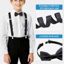 Kids Suspender and Elastic Bow Tie Sets for Boys and Girls Age 1-16 Years (Black)