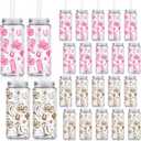 Qinyoung 24 Pcs Western Cowgirl Cowboy Plastic Tumbler 14.2 oz Cowgirl Party Favors Reusable Cups with Lids and Straws Decoration Iced Coffee Cup My First Rodeo Decorations(Classic Style,Multicolor)