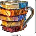 Painted Book Mug, Novelty 3d Painted Books Coffee Mug, Unique Colorful Resin Books Stack Coffee Cup, Collection Gifts For Readers Librarians Literature Lovers (#A)