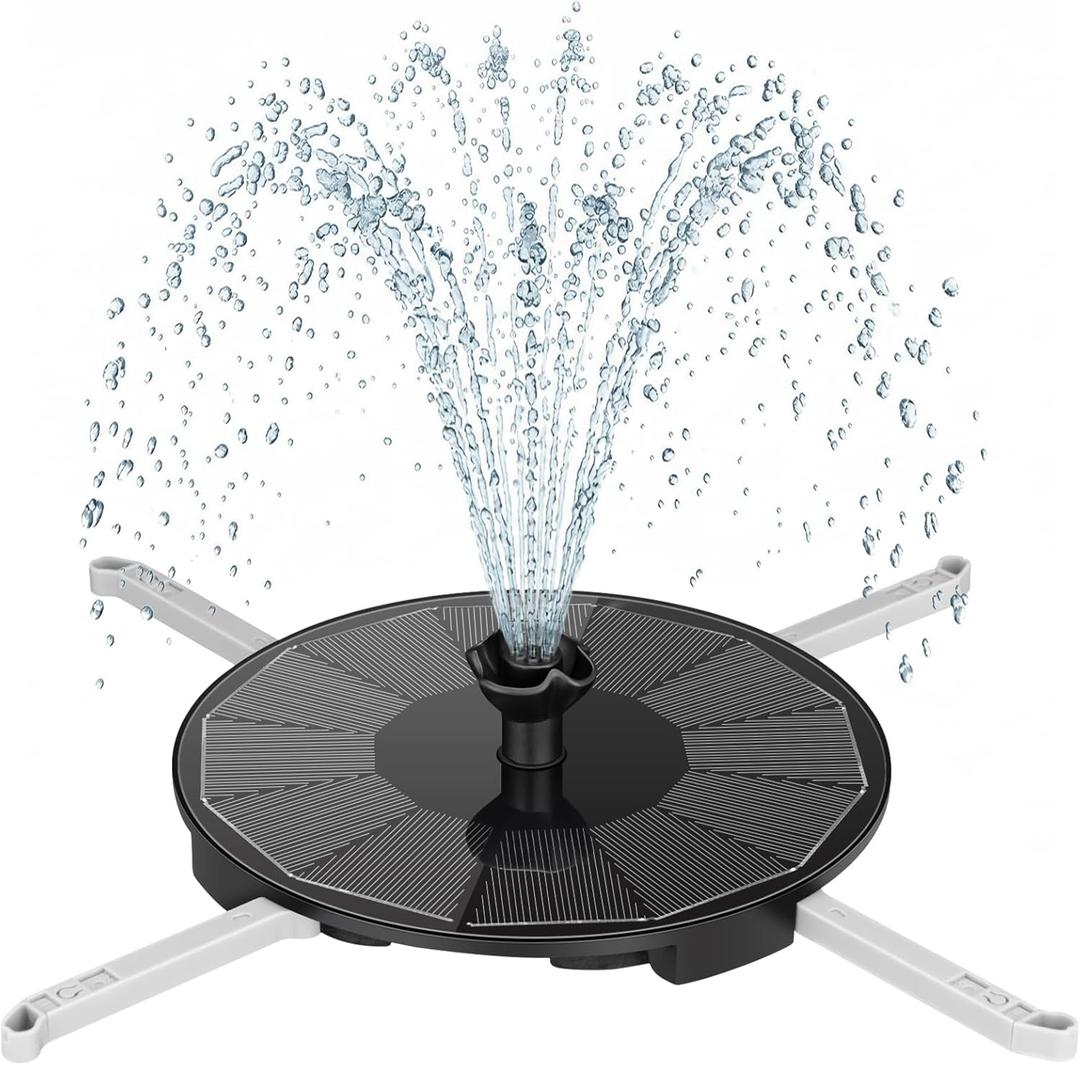 Solar Fountain Pump with 3 Spray Height Adjustment, Upgraded PET Solar Bird Bath Fountains with 6 Nozzles, Solar Water Fountain Pump for Outdoor, Bird Bath, Garden, Pool, Pond