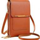 Anti-Theft Leather Bag,Small Crossbody Cell Phone Purse Wallet for Women,RFID Block Phone Purse Crossbody with Shoulder Strap (Brown)