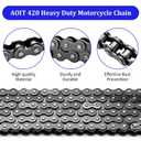 420 Motorcycle Chain 132 Links - 420 Chain for 50 70 90 110 125cc 212cc TaoTao Coolster Apollo Baja Kazuma Chinese ATV, 420 Chain for Mini Bike Go Kart, Free Chain Breaker Included