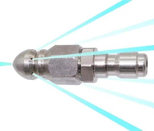 MIZORLIE Pressure Washer Sewer Jetter Nozzle with Stainless Steel, Mini Compact Durable Sewer Jet Nozzle,Pressure Drain Jetter Hose Nozzle,1/4'' Quickly Connector, 5000 PSI (1 Set)
