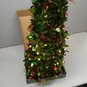 HMASYO 5 FT Pop Up Christmas Tree with Timer Lights, Colored Silver Tinsel Snowflake Christmas Tree, Collapsible Artificial Pencil Tree Xmas Decoration for Home, Office, Party, Easy Assembly