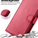 OCASE for iPhone 17 Pro Detachable Wallet Case with Card Holder, 2 in 1 PU Leather Flip Folio with RFID Blocking Stand Wrist Strap Shockproof Phone Cover 6.3 Inch 2025, Red