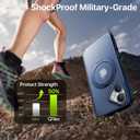 QTlier for iPhone 16 Case, 360 Rotatable Ring Stand, Raised Camera Frame, Shockproof Case Compatible with MagSafe, Case for iPhone 16, Translucent Blue