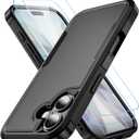 2 x for Apple Recommend Shockproof iPhone 17 Case,[15 FT Military Grade Drop Protection],with 2X [Kevlar 9H Glass Screen Protector] Air Bumpers Full-Body Protective Phone Case, Matte Black