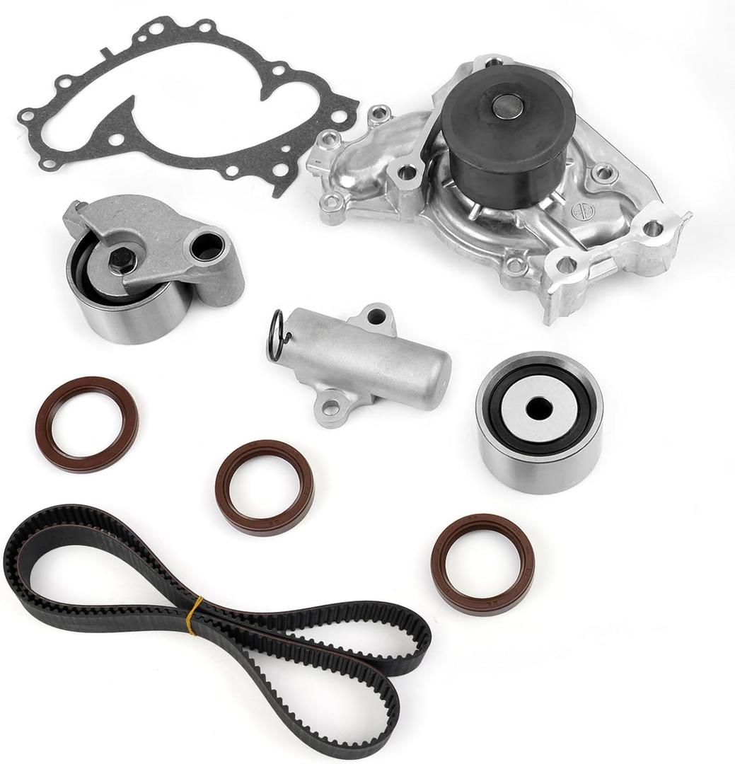 Timing Belt Kit with Water Pump Compatible with Toyota Camry Highlander Sienna Solara 2001-2010, Fits 3.0L 1MZFE & 3.3L 3MZFE V6 Engines, Replaces TKT-026