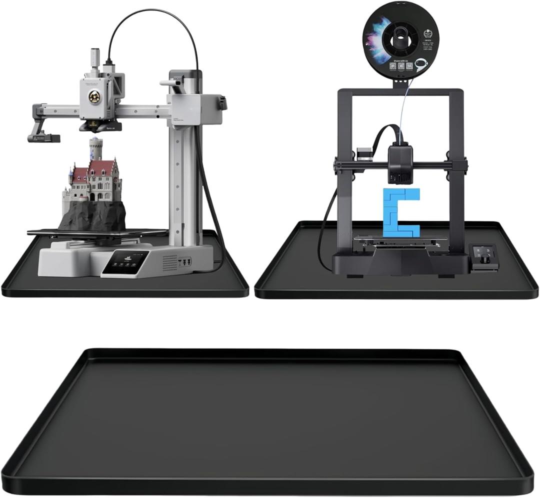 Silicone Mat for 3D Printers, Anti-Slip Pad Compatible with Flashforge, Comgrow, Elegoo, Bambulab and Most of 3D Printers, Desk Surface Protector 3D Printer Accessories(Large-23.6x15.8) (Black)