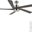 WINGBO 54 Inch DC Ceiling Fan with Lights and Remote Control, 5 Reversible Carved Wood Blades, 6-Speed Noiseless DC Motor, Modern Ceiling Fan in Brushed Nickel Finish with Gray Blades, ETL Listed (Nickel and Gray)