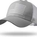 Oversize XXL American Flag Trucker Hat Sport Snapback Hat, Large Size Breathable Mesh Baseball Cap for Men Big Head (Light Gray/White)