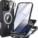 seacosmo for iPhone 16 Pro Max Case, Full Body Bumper with Built-in 9H Tempered Glass Screen and Camera Lens Protector, Compatible with MagSafe, Shockproof 16 Pro Max Phone Case, 6.9", Black