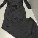 BORIFLORS Women's Ruched Bodycon Long Sleeve Maxi Dress Mesh Square Neck Cocktail Party Long Dresses (Large, Black)