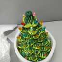 Rotating Ceramic Christmas Tree, Lighted up Christmas Tree with 64 Multicolor Lights & Star Topper, Pre-lit Hand-Painted Xmas Decor for Home Tabletop Kitchen, Xmas Gifts(Gold)