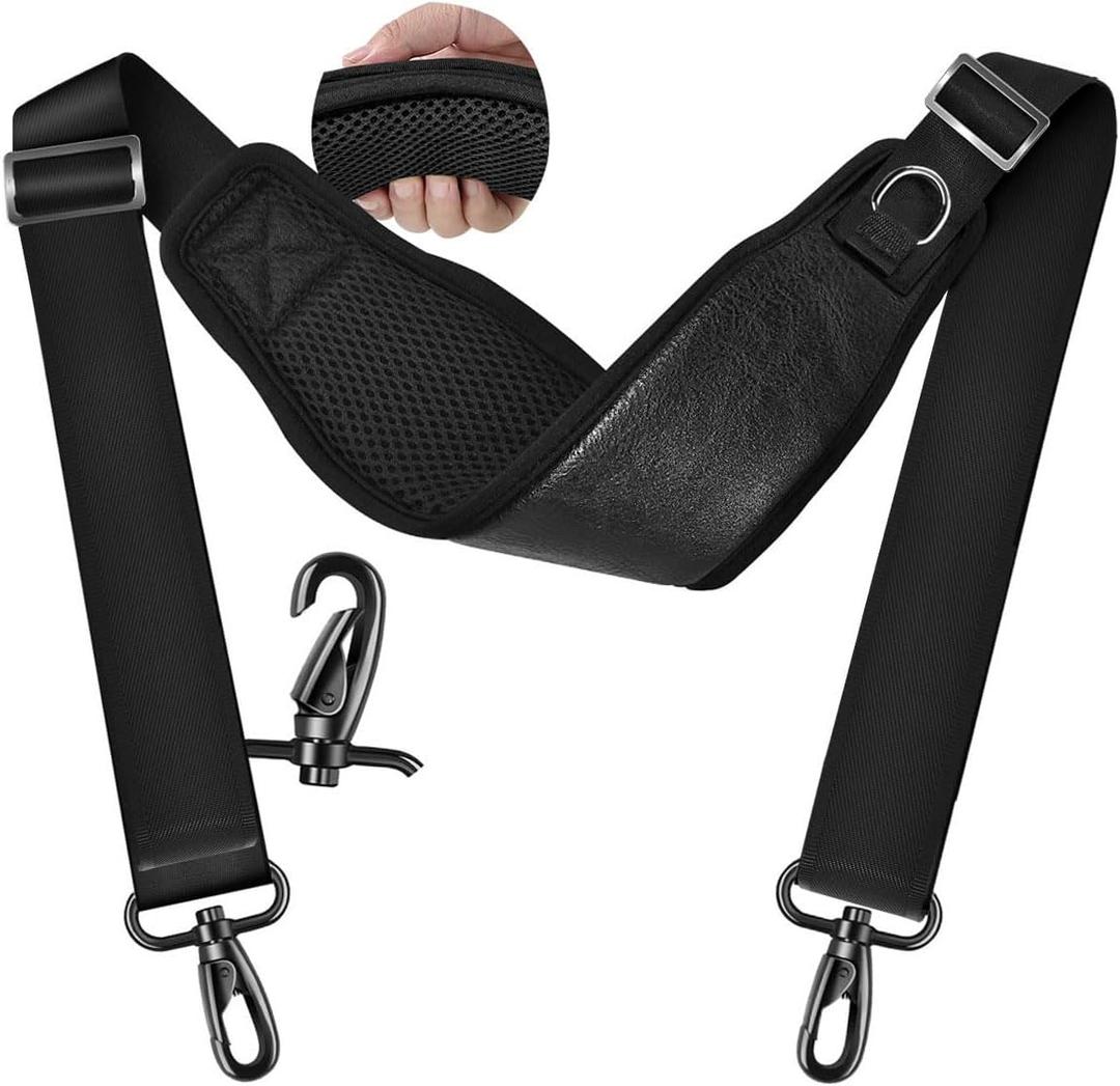 ZINZ Bag Shoulder Strap 78 inch with Ultra Cushion Breathable Pad, Durable Strap with Double Adjustable Buckles and Metal Hooks for D-ring Bags,Black