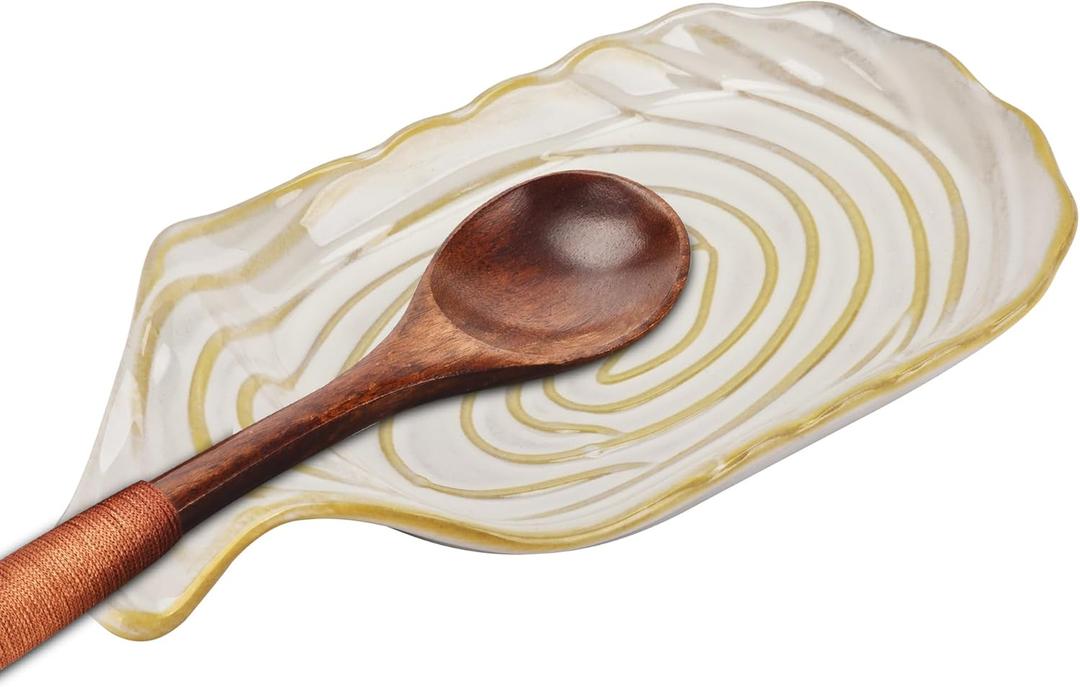 Ceramic Spoon Rest for Stove Top,Large Shape Spoon Holder for Kitchen Countertop,Cooking Kitchen Spoon Rest Utensil Rest Spatula,White