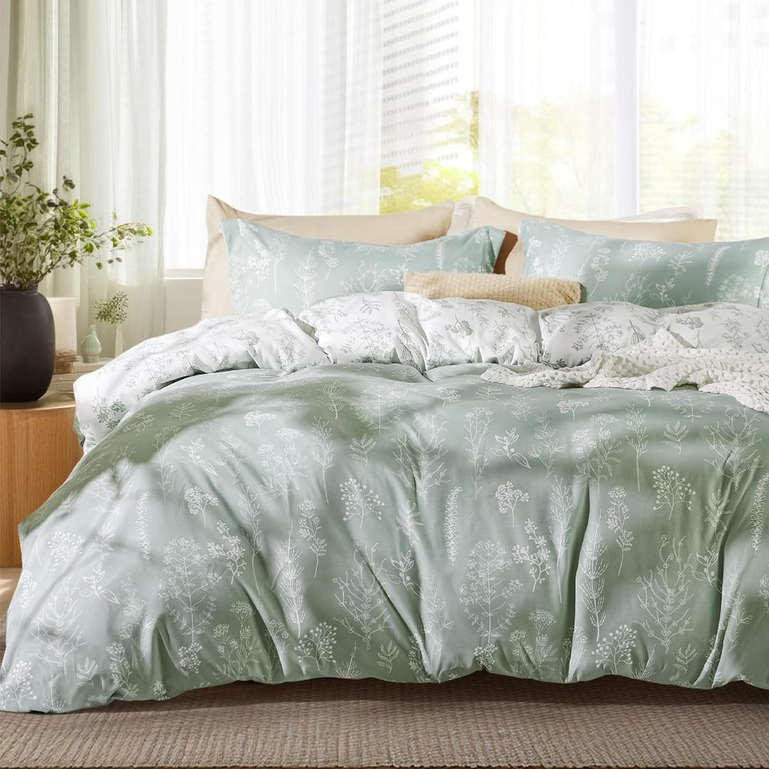 Bedsure Queen Comforter Set - Sage Green Bed Set, 3 Pieces Cute Floral Bedding, 1 Soft Reversible Botanical Flowers Comforter and 2 Pillow Shams Bedsure Queen Comforter Set - Sage Green Bed Set, 3 Pieces Cute Floral Bedding, 1 Soft Reversible Botanical Flowers Comforter and 2 Pillow Shams