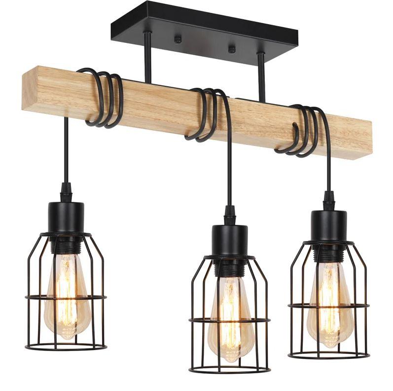 3-light Semi Flush Mount Ceiling Light Fixture, Ceiling Lights With Metal Cage Lampshade, Pendant Lighting For Bedroom Dining Room Living Room Kitchen Office Hallway Entryway