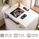 Modern Night Stand with Charging Station, 25" Tall Wood Nightstand Bedside Table with 2 Drawers & USB Ports, Mid-Century End Table for Bedroom (1, White Smooth, 2 Drawers)