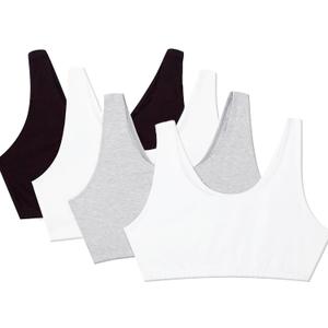 Fruit of the Loom Women's Built Up Tank Style Sports Bra Value Pack (36, Black/Wht/Wht/Heather Grey)