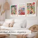 Induslyfe Large Framed Retro Vintage Wall Art Canvas Decor Set of 3, Matisse Wall Art Prints Poster Modern Art, Sage Green Aesthetic Floral Botanical wall art, bedroom living room bathroom 18x24