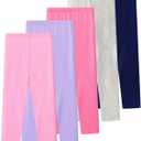 Girls Leggings Cotton Leggings Basic Girls' Pants for Kids Toddler Teens Soft Footless Pull On Pants Multipack 2T-14Y (7-8 Years, S3-5pack)