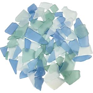 Sea Glass for Crafts, 14oz Seaglass Pieces Decor Flat Frosted Sea Glass Vase Filler Crushed Sea Glass for Beach Wedding Party Decor Home Aquarium Decor DIY Art Craft Supplies (Caribbean Blue) (1-2 inch)