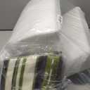 18x18x3 Inch Outdoor Square Corner Chair Cushions with Ties Set of 2, Water&Fade Resistant Thick Seat Cushion Pads for Garden Patio Dining Porch Furniture - Green Striped