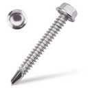 #12 x 2 (50 pcs) Hex Washer Head Self Drilling Screws, 410 Stainless Steel Metal Sheet Tek Screws, Self Tapping Point, No Pre-drilled Hole Needs