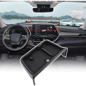 Dashboard Storage Organizer Tray Compatible with Toyota Grand Highlander 2024 2025,ABS Center Console Navigation Dashboard Storage Tray Interior Insert Accessories 1PCS (Black)