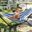 Double Hammock 2 Person Extra Large 220x150cm Total Length 330cm Load 500lb Canvas Cotton Hammock for Patio Porch Garden Backyard Lounging Outdoor and Indoor with Removable Spreader bar
