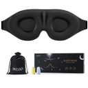 MZOO Luxury Sleep Eye Mask for Side Sleeper Men Women, Zero Eye Pressure 3D Sleeping Mask, Light Blocking Patented Design Night Blindfold, Soft Eye Shade Cover for Travel, Black