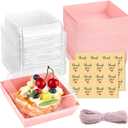 Kucoele 20 Pack Small Charcuterie Boxes with Clear Lids, To Go Paper Dessert Boxes Bakery Boxes, 5 Inches Disposable Food Containers for Cookies, Cupcakes, Slice Cakes, Strawberries (Pink)