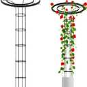 Garden Trellis for Climbing Plants Outdoor, 6.9FT Tall Metal Obelisk Trellis, 82.7" Umbrella Trellis for Potted Plants, Mushroom Top Trellises for Vines, Rose, Clematis, Pea, Bean, Tomato
