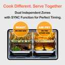 HotKing Dual-Zone Air Fryer Toaster Oven Combo, 28 QT Extra Large, Non Toxic Stainless Steel Convection Oven with French Door, Countertop Airfryer with Window, Racks, Rotisserie, Dehydrator, ETL Rated, 28 Quart