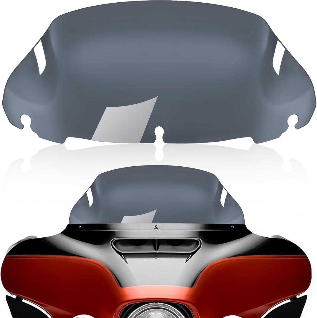 9" Smoke Motorcycle Wave Windshield Windscreen Wind Splitter Compatible For 2014-2023 Harley Davidson Touring Street Glide Electra Glide Ultra Limited Tri Glide Flht Flhx Flhtk Flhtc Flhtcu