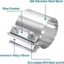 Exhaust Clamp, 2.5 inch exhaust clamps, Muffler Clamp 304 Stainless Steel, Exhaust Band Clamps for Pipes(2pcs).