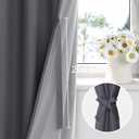 XWZO 100% Blackout Curtains 84 Inches Long with Tiebacks- Heat and Full Light Blocking, Thermal Insulated Window Panels with Grommets for Bedroom/Nursery, Dark Grey, W52 x L84, Set of 2 Draperies