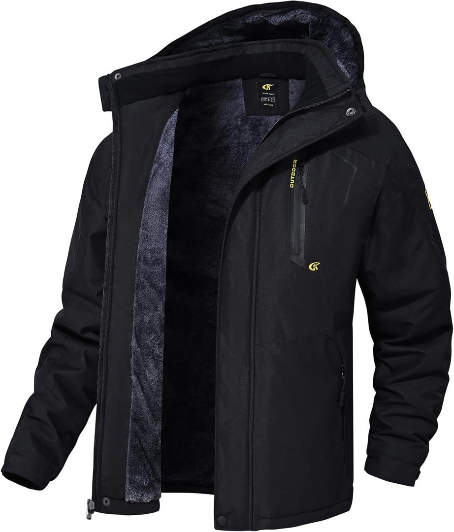 QPNGRP Mens Waterproof Ski Snowboard Jacket Winter Windproof Snow Coat (Large, Black)