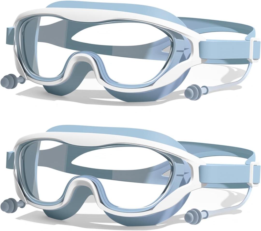 Zoomsnail Kids Swim Goggles 2 Pack, Anti-Fog Anti-UV Wide View Swimming Goggles for Kids Boys & Girls Age 10-15