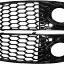 MOTOKU Glossy Front Bumper Fog Light Lamp Mesh Grill Grille for A4 B8 2008 2009 2010 2011 2012