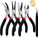 URSKYTOUS 4Pcs Jewelry Pliers Set Jewelry Making Pliers Tools Kit Include Jewelry Making Needle Nose Chain Nose Round Bent Pliers Wire Cutter for Bracelet Beading Craft Jewelry Making Supplies (Black)