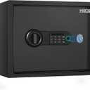 HSGCJS Fingerprint Safe 1.2 Cubic Feet, Biometric Fingerprint Lock with Digital Keypad, Home Security Box with Induction Light and Leather Interior for Jewelry Cash Documents Valuables