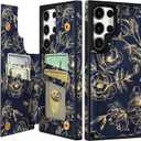 Shorogyt for Samsung Galaxy S22 Ultra Wallet Case with Card Holder - Designer Rose Pattern Kickstand Magnetic Clasp Back Flip Folio Leather Phone Cases for S22 Ultra for Women Men Girls