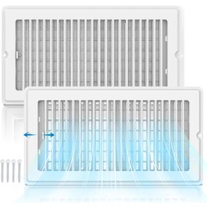 Floor Register 6x12-2 Pack Vent Covers for Home Floor Wall Ceiling with Screw Heavy Duty Steel Walkable Finish Metal Floor Vent Covers Adjustable Airflow HVAC Register Grilles